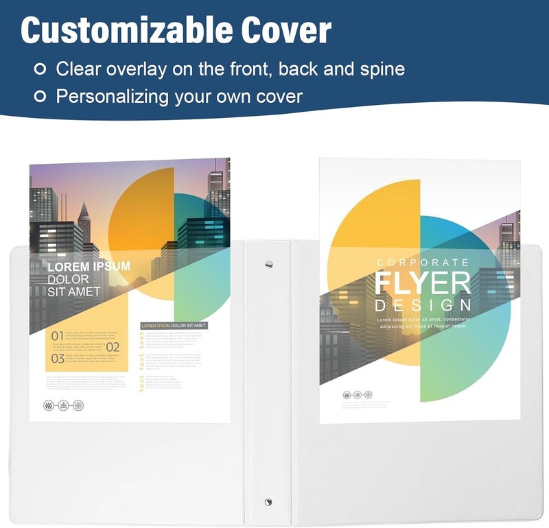 XRUNMIX 1.5-Inch 3-Ring Binder with Pockets, 1-1/2’’ Premium View Binders with Three Ring Binders Holds up to 325 Sheets US Letter Size, Bulk Pack of 6, Perfect for Home, Office, and School (1.5-inch) White - Image 5